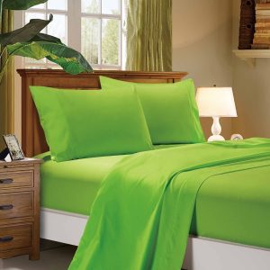 1000TC Ultra Soft Super King Size Bed Flat & Fitted Sheet Set – Green