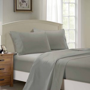 1000TC Ultra Soft Single Size Bed Flat & Fitted Sheet Set – Grey