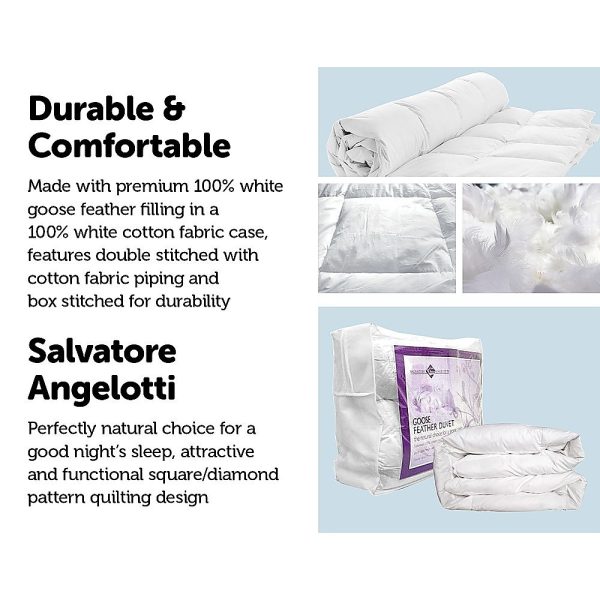 100% White Goose Feather Duvet / Quilt – DOUBLE