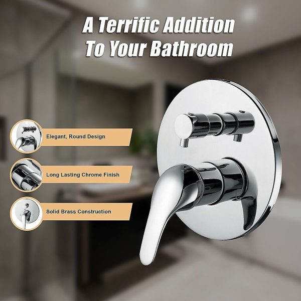 Chrome Bathroom Shower Wall Mixer Diverter w/ WaterMark