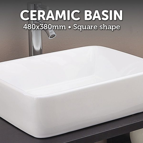 Above Counter Bathroom Vanity Ceramic Basin – Square