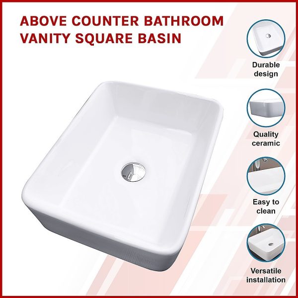 Above Counter Bathroom Vanity Ceramic Basin – Square