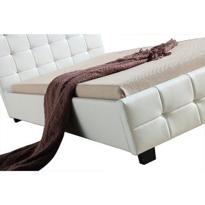 Air King Single PU Leather Deluxe Bed Frame – White