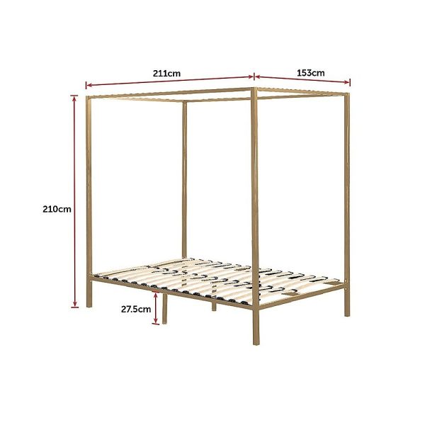 Arrow 4 Four Poster Bed Frame – QUEEN, Gold