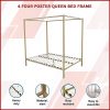 Arrow 4 Four Poster Bed Frame – QUEEN, Gold