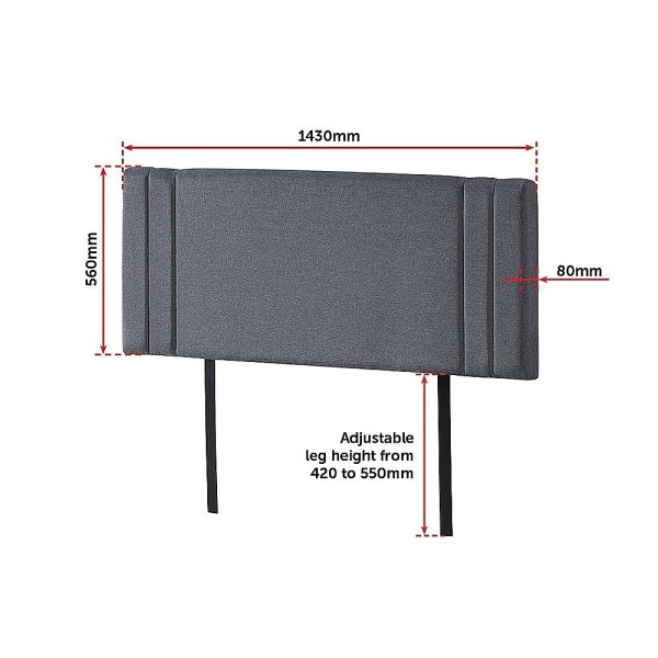 Linen Fabric Bed Deluxe Headboard Bedhead – DOUBLE, Grey