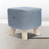 Fabric Ottoman Foot Stool Rest Pouffe Footstool Wood Storage Padded Seat – Grey