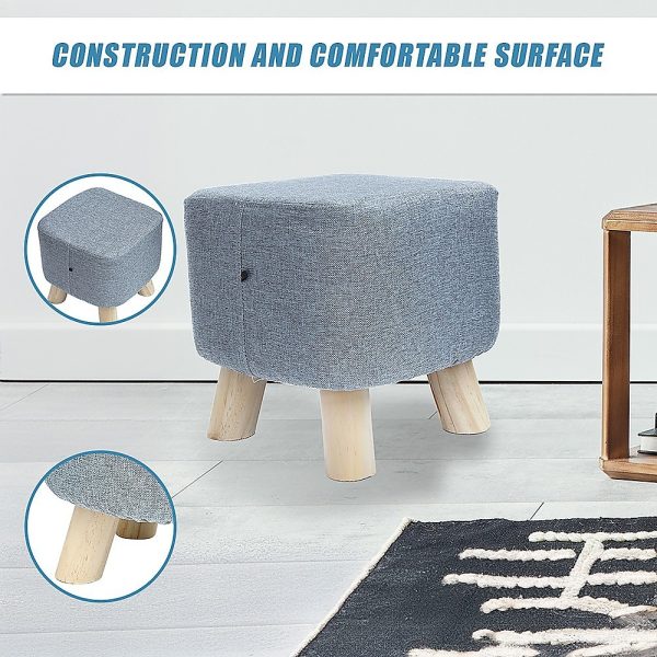 Fabric Ottoman Foot Stool Rest Pouffe Footstool Wood Storage Padded Seat – Grey