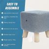 Fabric Ottoman Foot Stool Rest Pouffe Footstool Wood Storage Padded Seat – Grey