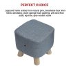 Fabric Ottoman Foot Stool Rest Pouffe Footstool Wood Storage Padded Seat – Grey