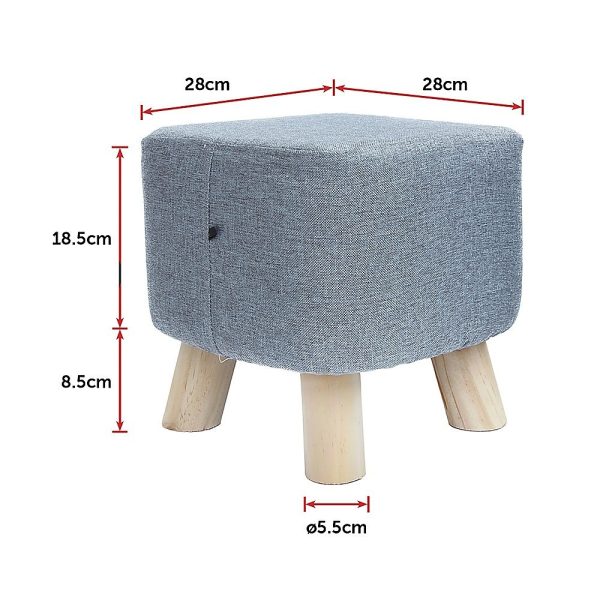 Fabric Ottoman Foot Stool Rest Pouffe Footstool Wood Storage Padded Seat – Grey