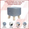 Fabric Ottoman Foot Stool Rest Pouffe Footstool Wood Storage Padded Seat – Grey