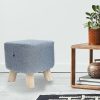 Fabric Ottoman Foot Stool Rest Pouffe Footstool Wood Storage Padded Seat – Grey