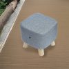 Fabric Ottoman Foot Stool Rest Pouffe Footstool Wood Storage Padded Seat – Grey