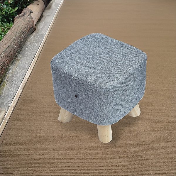 Fabric Ottoman Foot Stool Rest Pouffe Footstool Wood Storage Padded Seat – Grey