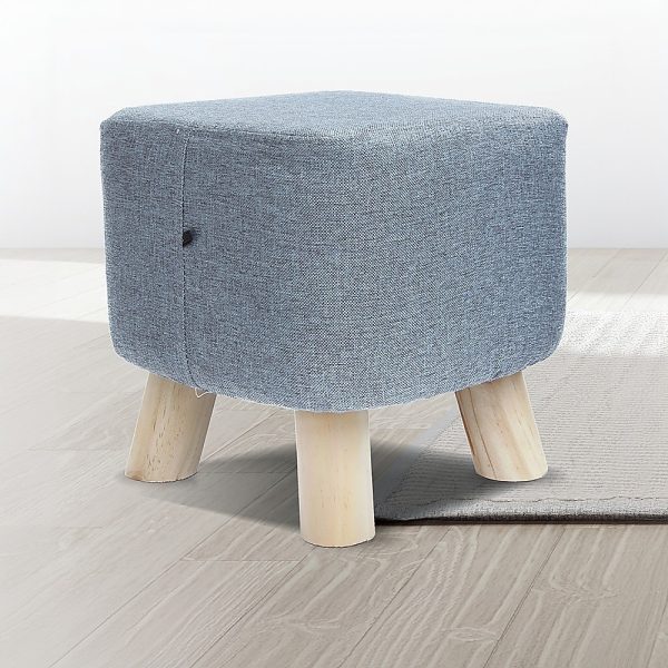 Fabric Ottoman Foot Stool Rest Pouffe Footstool Wood Storage Padded Seat – Grey
