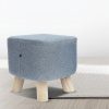 Fabric Ottoman Foot Stool Rest Pouffe Footstool Wood Storage Padded Seat – Grey