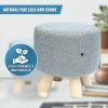 Fabric Ottoman Foot Stool Rest Pouffe Footstool Wood Storage Padded Seat