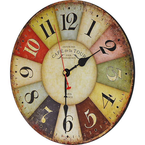 Large Colourful Wall Clock Kitchen Office Retro Timepiece