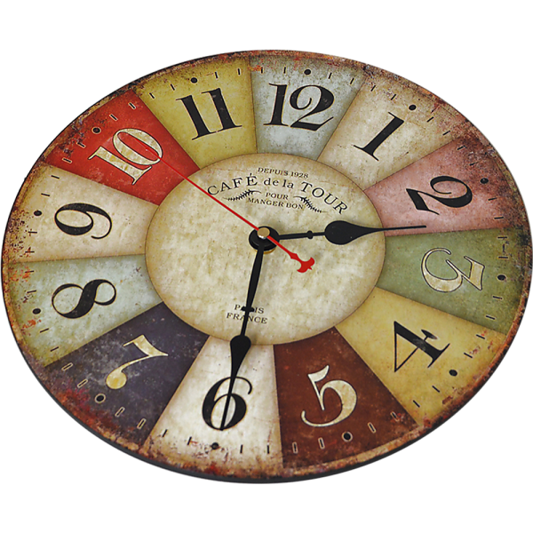 Large Colourful Wall Clock Kitchen Office Retro Timepiece