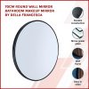 Round Wall Mirror Bathroom Makeup Mirror by Della Francesca – 70 cm, Black