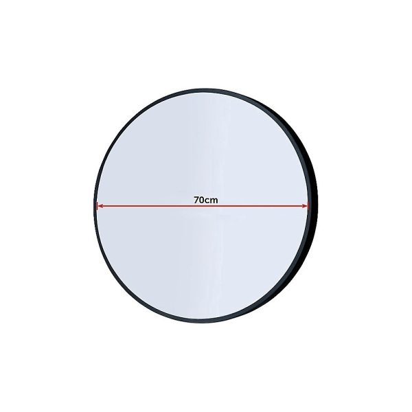 Round Wall Mirror Bathroom Makeup Mirror by Della Francesca – 70 cm, Black