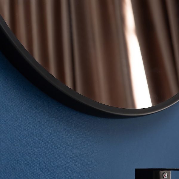 Round Wall Mirror Bathroom Makeup Mirror by Della Francesca – 70 cm, Black