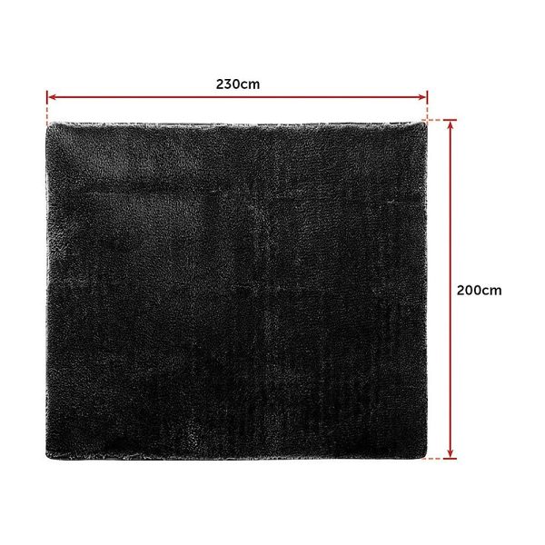 Floor Rugs Large Shaggy Rug Area Carpet Bedroom Living Room Mat – 230 x 200 cm, Black