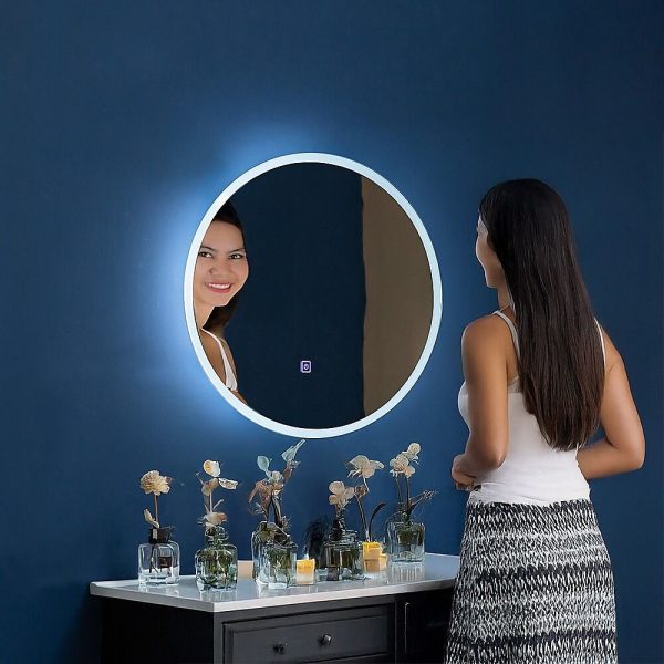 LED Wall Mirror Bathroom Mirrors Light Decor Round – 90 cm