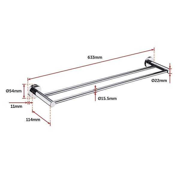Classic Chrome Towel Bar Rail Bathroom – Double