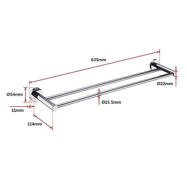Classic Chrome Towel Bar Rail Bathroom – Double
