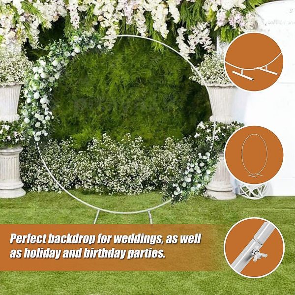 2M Wedding Hoop Round Circle Arch Backdrop Flower Display Stand Frame Background. – White