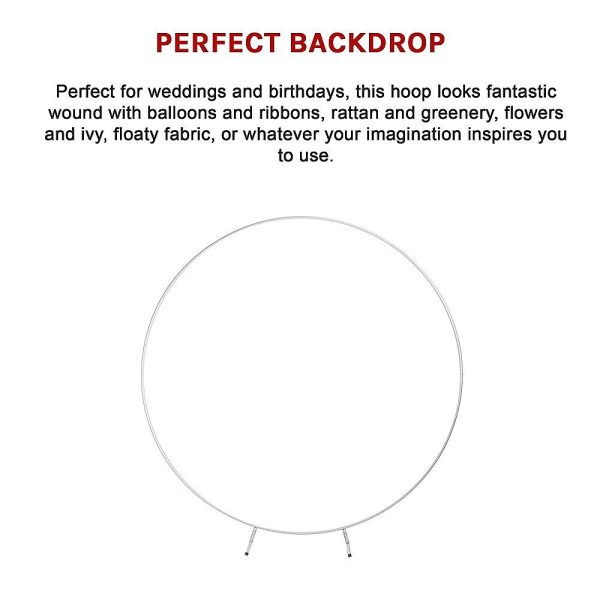 2M Wedding Hoop Round Circle Arch Backdrop Flower Display Stand Frame Background. – White