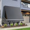 Retractable Fixed Pivot Arm Window Awning Patio Garden Blinds 2.4m x 2.1m Grey