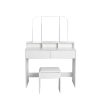 Dressing Table Stool Foldable Mirror Jewellery Cabinet Makeup Storage