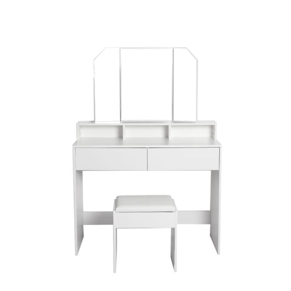 Dressing Table Stool Foldable Mirror Jewellery Cabinet Makeup Storage