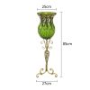 85cm Glass Floor Vase with Tall Metal Flower Stand – Green