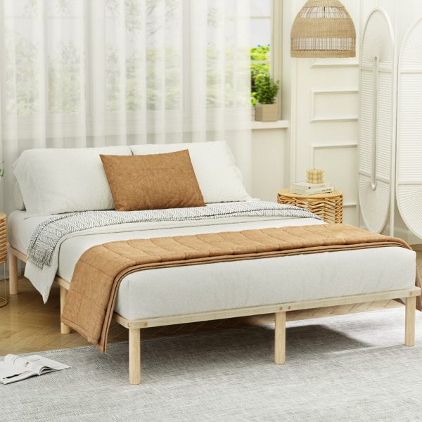 Bed Frame Double Size Wooden Base Mattress Platform Timber Pine AMBA