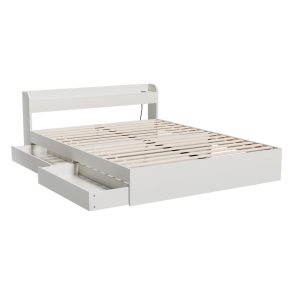 Bed Frame Double Size Mattress Base wtih Charging Ports 2 Storage Drawers