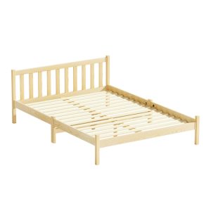 Waroonee Bed Frame Wooden Bed Base Pine Timber Mattress Foundation – DOUBLE, Oak