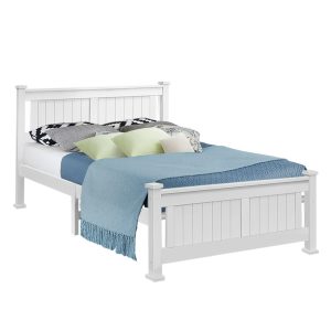 Petina Wooden Bed Frame – White – DOUBLE