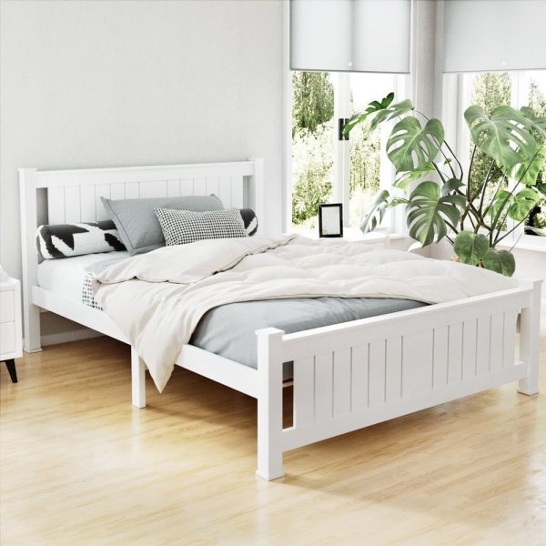 Petina Wooden Bed Frame – White – DOUBLE