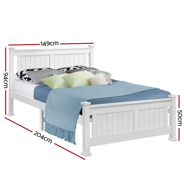 Petina Wooden Bed Frame – White – DOUBLE