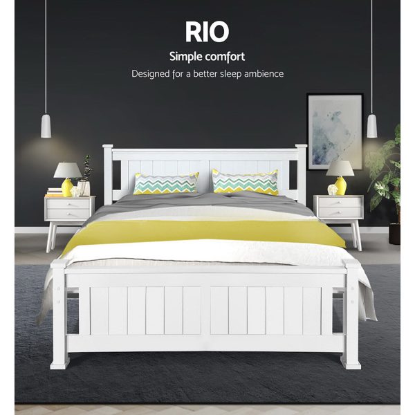 Petina Wooden Bed Frame – White – DOUBLE
