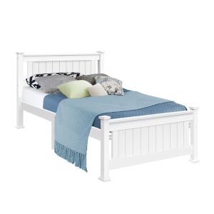 Petina Wooden Bed Frame – White – SINGLE