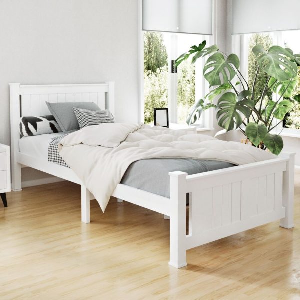 Petina Wooden Bed Frame – White – SINGLE