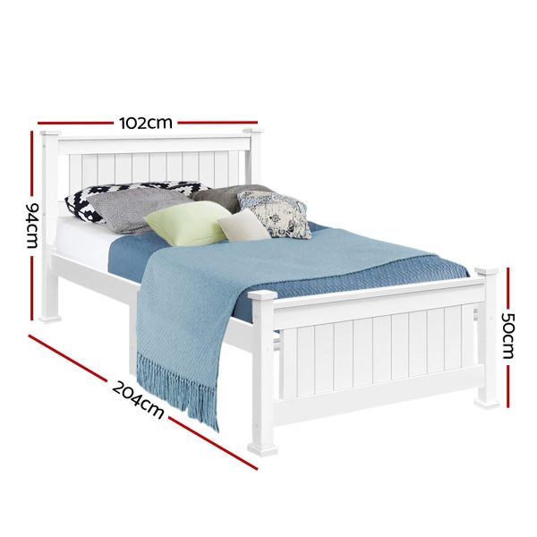 Petina Wooden Bed Frame – White – SINGLE