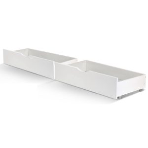2x Storage Drawers Trundle for Single Wooden Bed Frame Base Timber – White