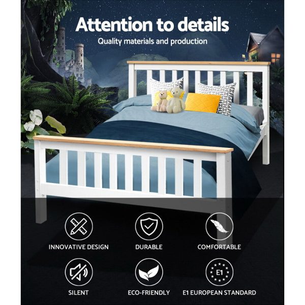 Ampthill Wooden Bed Frame PONY Timber Mattress Base Bedroom Kids – DOUBLE