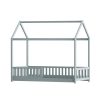 Alexandria Wooden Bed Frame House Shape Pine Timber Base Single Size Platform – Grey